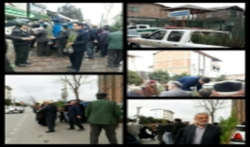 سخنرانی پیش از خطبه برخی از روسای ادارات منابع طبیعی و آبخیزداری شهرستان ها در مصلای نماز جمعه به مناسبت هفته منابع طبیعی و توزیع نهال رایگان