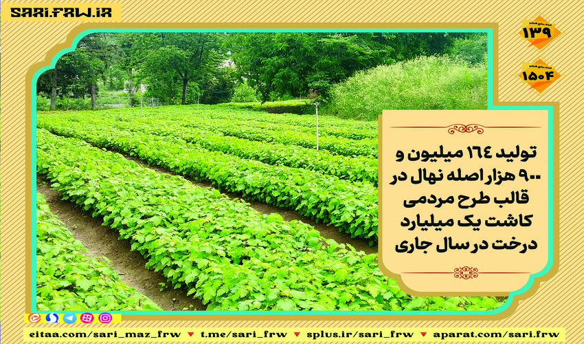  تولید 164 میلیون و 900 هزار اصله نهال در قالب طرح مردمی کاشت یک میلیارد درخت در سال جاری/ تاکید بر ایجاد ردیف اعتباری ویژه